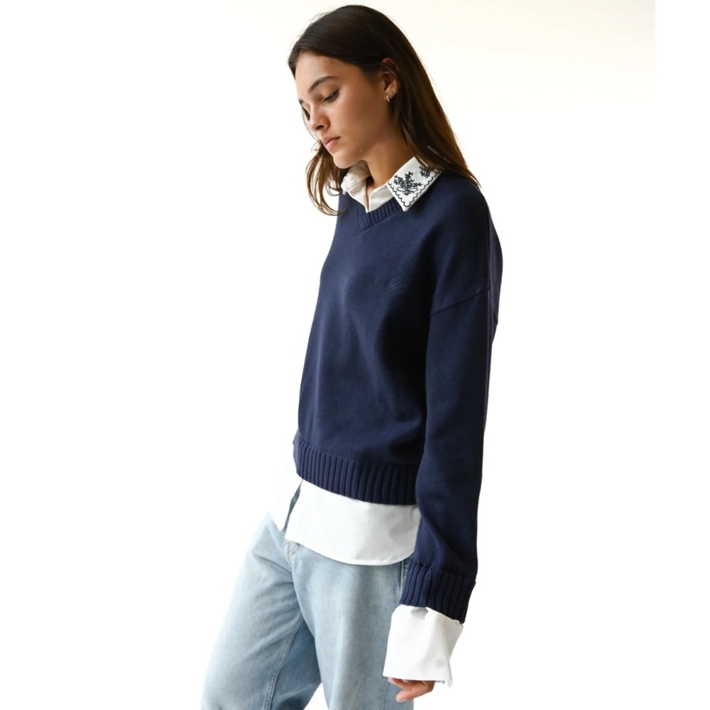 Yellow the Label Eastern Oxford Sweater in Navy